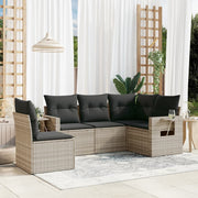 Loungeset 5-delig poly rattan lichtgrijs
