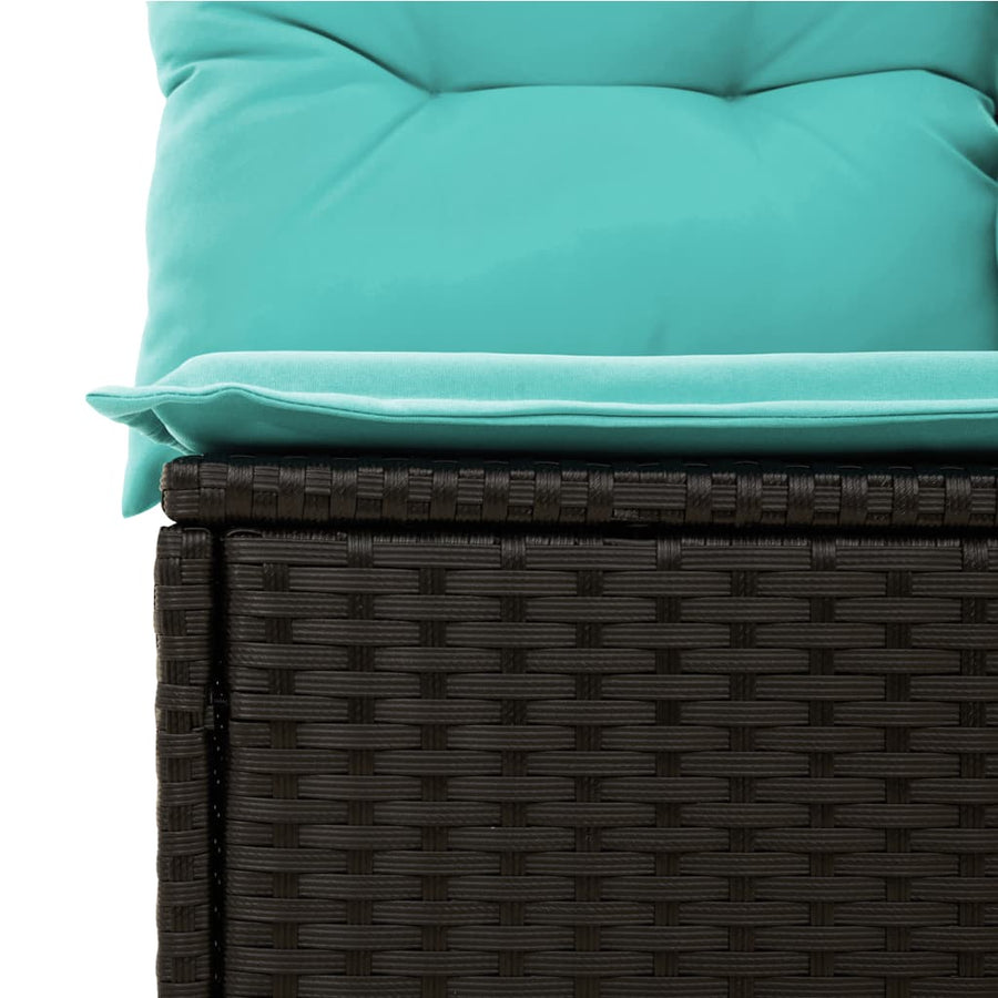 6-delige tuinbankset met kussens van zwart polyrotan