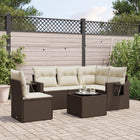 Loungeset 6-delig poly rattan bruin