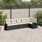 6-piece Lounge Set with cushions poly rattan black