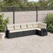 6-piece Lounge Set with cushions poly rattan black