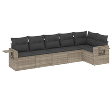 6-delige Loungeset met kussens poly rattan lichtgrijs