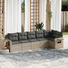 6-piece Lounge Set with cushions poly rattan light grey