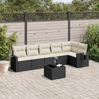 7-Delige Loungeset Met Kussens Poly Rattan Zwart