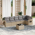 7-Delige Loungeset Met Kussens Poly Rattan Beige