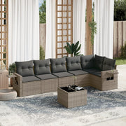 7-piece Lounge Set with Cushions poly rattan grey