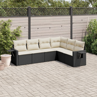 6-Delige Loungeset Met Kussens Poly Rattan Zwart