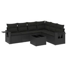 7-Delige Loungeset Met Kussens Poly Rattan Zwart