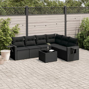 Loungeset 7-delig poly rattan zwart