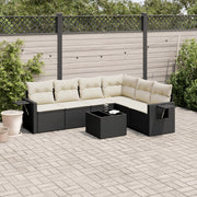 Loungeset 7-delig poly rattan zwart