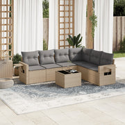 Loungeset 7-delig poly rattan beige