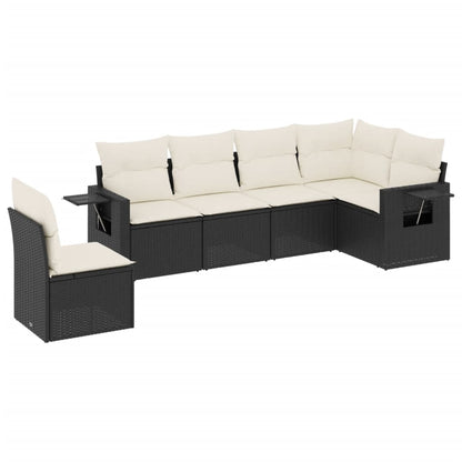6-Delige Loungeset Met Kussens Poly Rattan Zwart