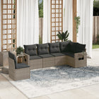 Loungeset 6-delig poly rattan grijs