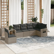 Loungeset 6-delig poly rattan grijs