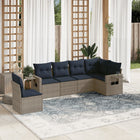 6-piece garden sofa set with cushions, gray poly rattan