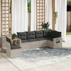 6-piece Lounge Set with cushions poly rattan light grey