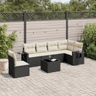 7-Delige Loungeset Met Kussens Poly Rattan Zwart