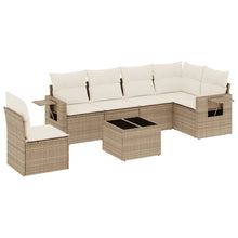 7-Delige Loungeset Met Kussens Poly Rattan Beige