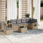 7-Delige Loungeset Met Kussens Poly Rattan Beige