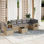 Loungeset 7-delig poly rattan beige