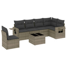 7-Delige Loungeset Met Kussens Poly Rattan Grijs