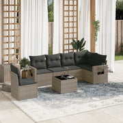 Loungeset 7-delig poly rattan grijs