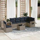 7-piece garden sofa set with cushions, grey poly rattan