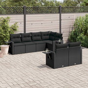 7-piece lounge set with cushions poly rattan black