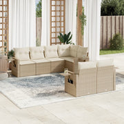 Loungeset 7-delig poly rattan beige