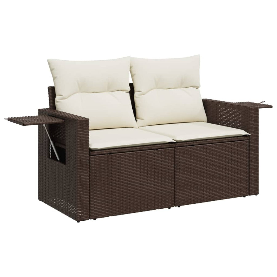7-Delige Loungeset Met Kussens Poly Rattan Bruin