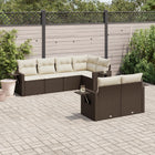 7-Delige Loungeset Met Kussens Poly Rattan Bruin