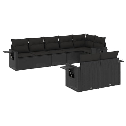 8-Delige Loungeset Met Kussens Poly Rattan Zwart