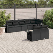 8-piece Lounge Set with Cushions Polyrattan Black