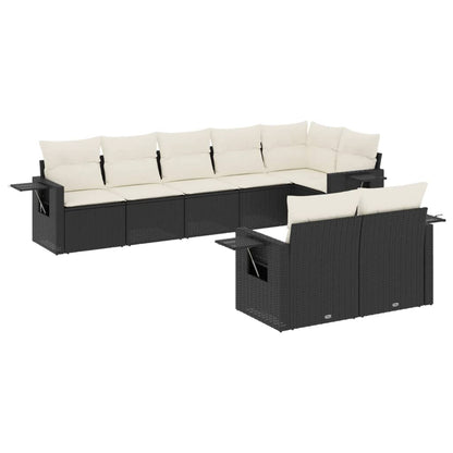 8-Delige Loungeset Met Kussens Poly Rattan Zwart