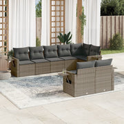 8-piece Lounge Set with Cushions Poly Rattan Grey
