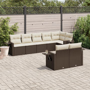 8-piece Lounge Set with Cushions Polyrattan Brown