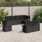 Loungeset 8-delig poly rattan zwart