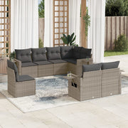 Loungeset 8-delig poly rattan grijs