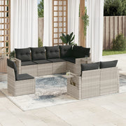Loungeset 8-delig poly rattan lichtgrijs