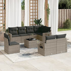 9-Delige Loungeset Met Kussens Poly Rattan Grijs