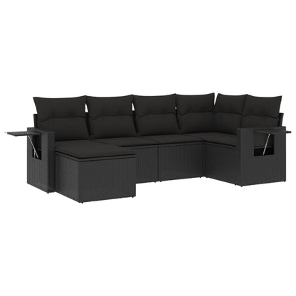 6-Delige Loungeset Met Kussens Poly Rattan Zwart