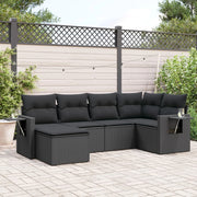 6-piece Lounge Set with cushions poly rattan black