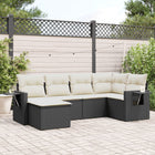6-piece Lounge Set with cushions poly rattan black
