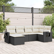 6-piece Lounge Set with cushions poly rattan black