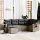 6-piece Lounge Set with Cushions Poly Rattan Grey