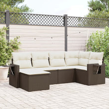 6-Delige Loungeset Met Kussens Poly Rattan Bruin