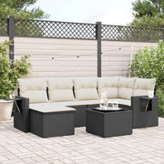 Loungeset 7-delig poly rattan zwart