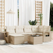 Loungeset 7-delig poly rattan beige