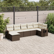 7-Piece Rattan Lounge Set with Cushions Brown