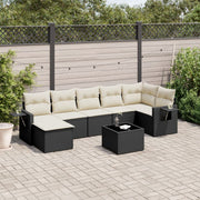 Loungeset 8-delig poly rattan zwart